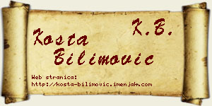 Kosta Bilimović vizit kartica
